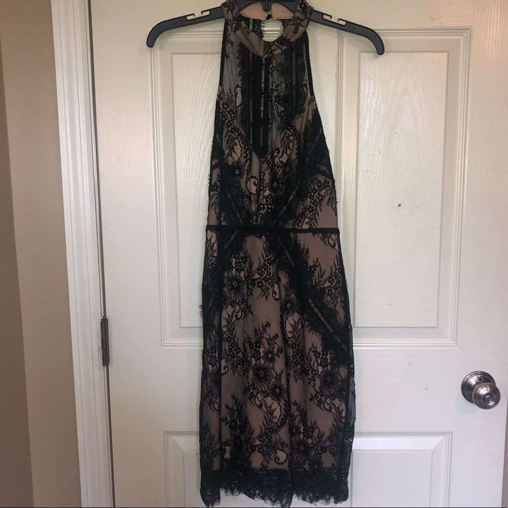 ASTR High Neck Lace Backless Fitted Dress - Picture 3 of 9